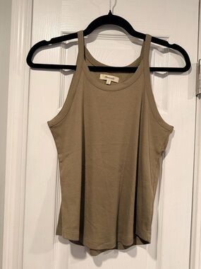 NWOT Madewell Size L Tan Brown Thin Strap Ribbed Supima Racerback Tank Top